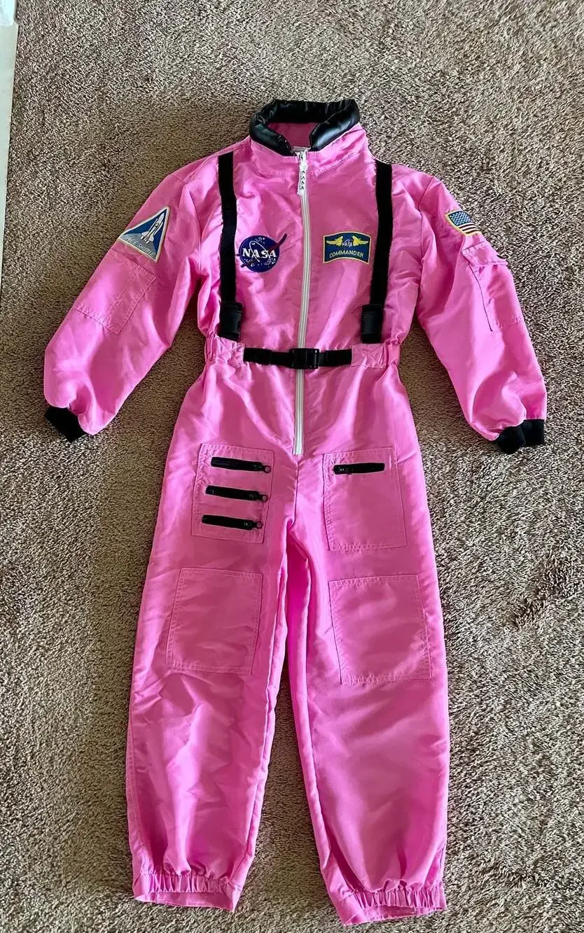 Aeromax Pink NASA Commander Astronaut Space Flight Suit Costume Kids Size 8-10